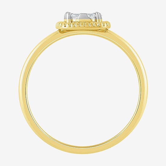 Diamond Blossom (G, Si2) Womens 1/5 CT. Lab Grown White Diamond 10K Gold Halo Cocktail Ring