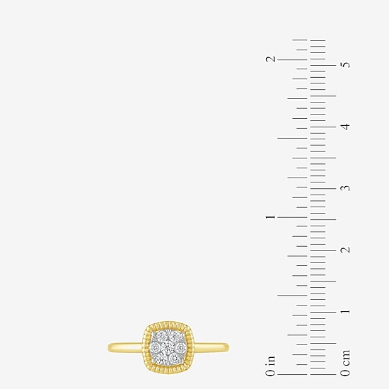Diamond Blossom (G, Si2) Womens 1/5 CT. Lab Grown White Diamond 10K Gold Halo Cocktail Ring