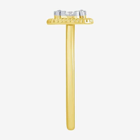Diamond Blossom (G, Si2) Womens 1/5 CT. Lab Grown White Diamond 10K Gold Halo Cocktail Ring