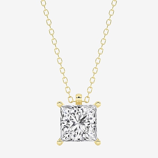 Grown Gorgeous (F, Vs2) Womens 2 1/4 CT. T.W. Lab-Grown Diamond 14K Gold or Platinum 18 Inch Princess Pendant Necklace