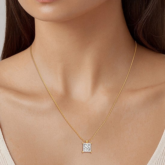 Grown Gorgeous (F, Vs2) Womens 2 1/4 CT. T.W. Lab-Grown Diamond 14K Gold or Platinum 18 Inch Princess Pendant Necklace