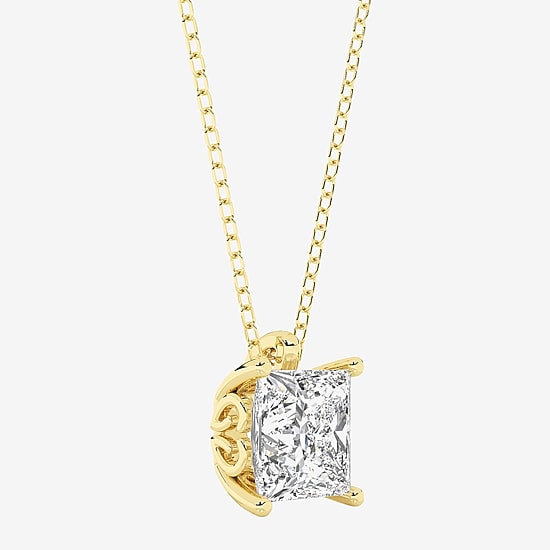Grown Gorgeous (F, Vs2) Womens 2 1/4 CT. T.W. Lab-Grown Diamond 14K Gold or Platinum 18 Inch Princess Pendant Necklace