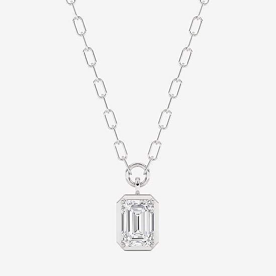 Grown Gorgeous (F, Vs2) Womens 1 3/4 CT. T.W. Lab-Grown Diamond 14K Gold 18 Inch Emerald-cut Pendant Necklace