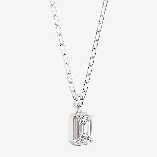 Grown Gorgeous (F, Vs2) Womens 1 3/4 CT. T.W. Lab-Grown Diamond 14K Gold 18 Inch Emerald-cut Pendant Necklace