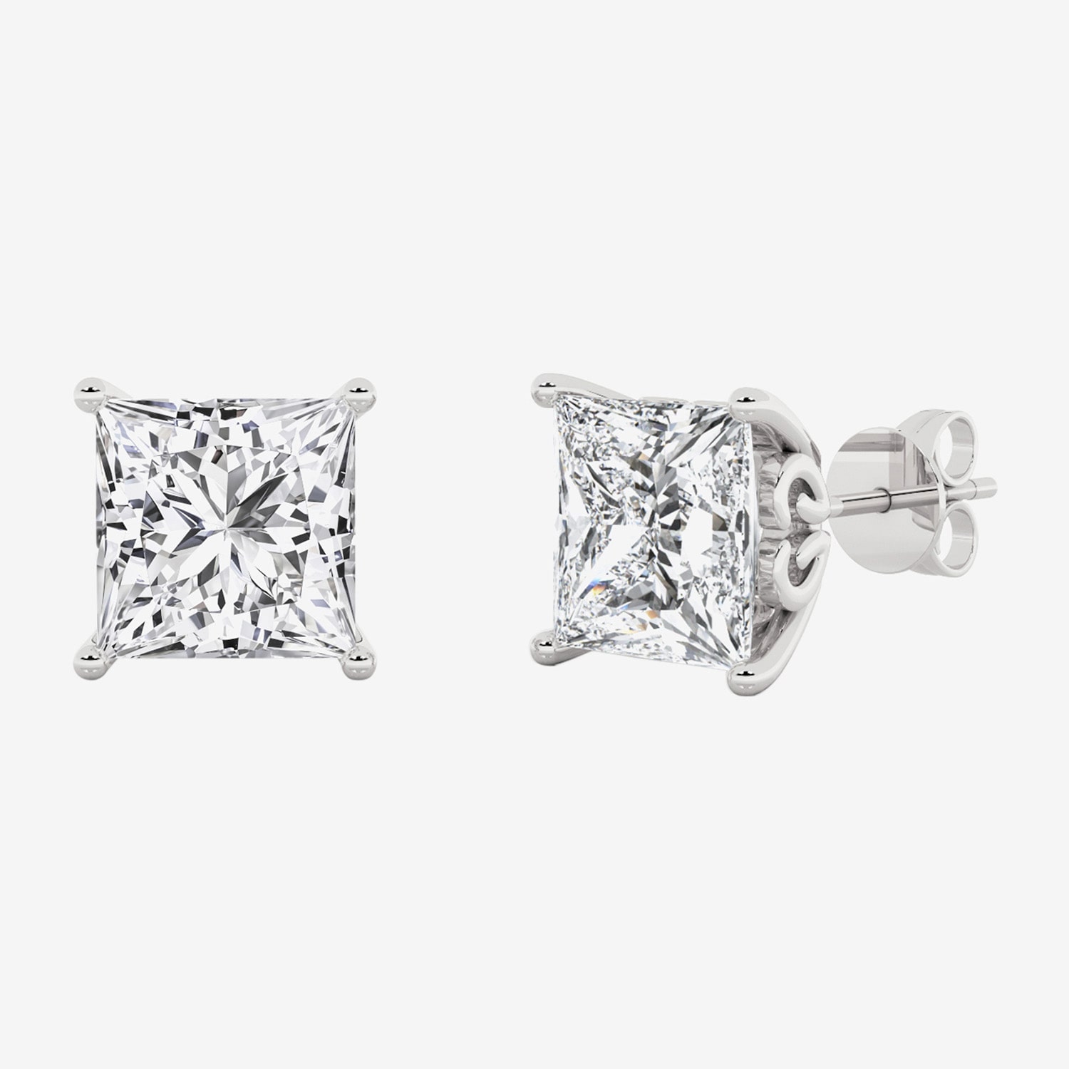 Grown Gorgeous (Vs2,F) 4 1/2 CT. T.W. Lab-Grown Diamond 14K Gold or Platinum 8.2mm Princess Stud Earrings