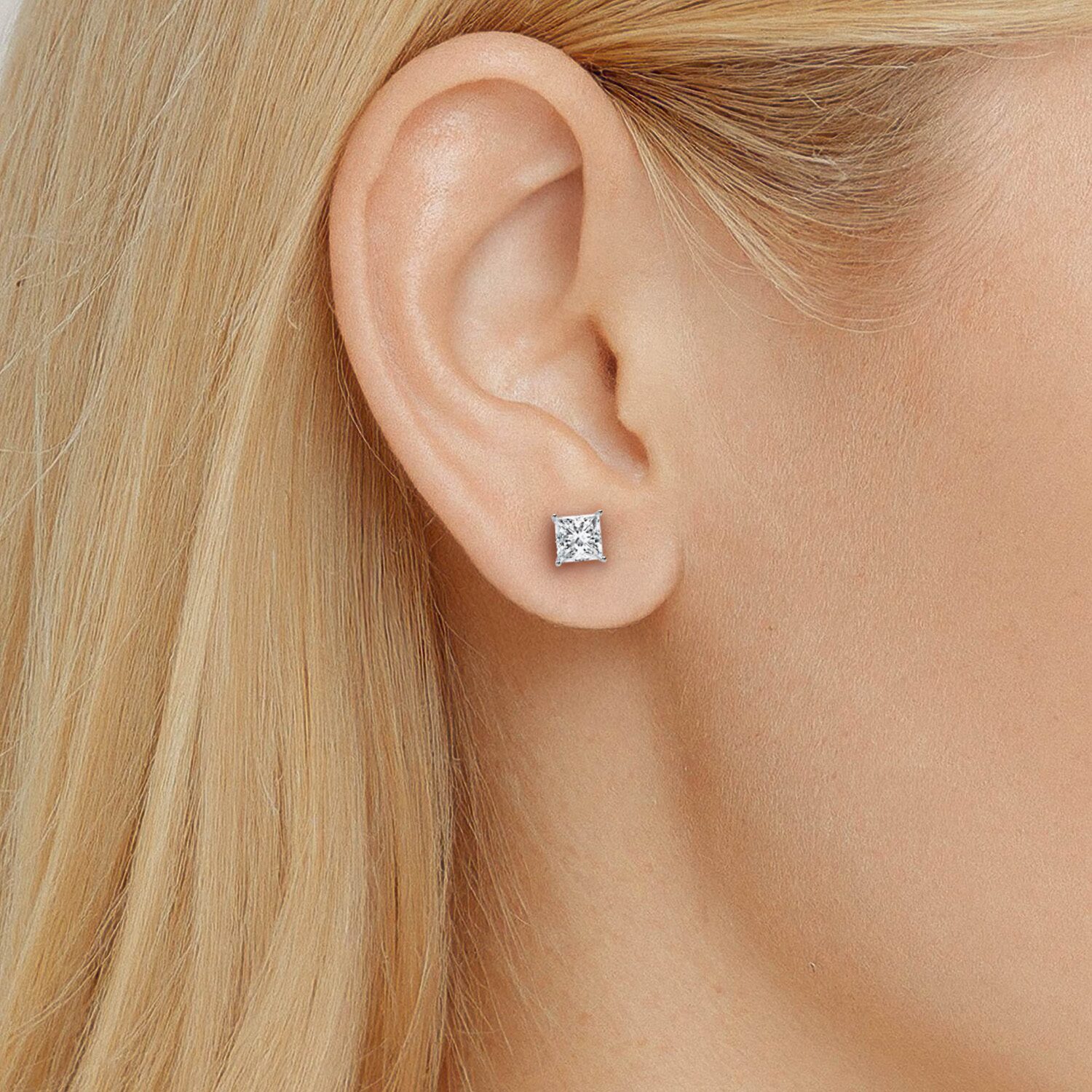 Grown Gorgeous (Vs2,F) 4 1/2 CT. T.W. Lab-Grown Diamond 14K Gold or Platinum 8.2mm Princess Stud Earrings