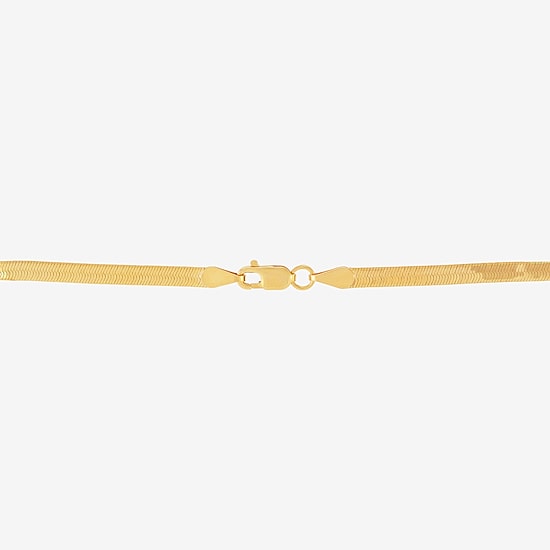 Made in Italy Womens 10K Gold 7.5 Inch Solid Herringbone Chain Bracelet
