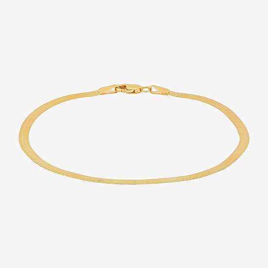 Made in Italy Womens 10K Gold 7.5 Inch Solid Herringbone Chain Bracelet