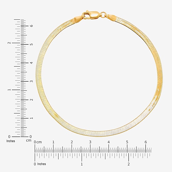 Made in Italy Womens 10K Gold 7.5 Inch Solid Herringbone Chain Bracelet