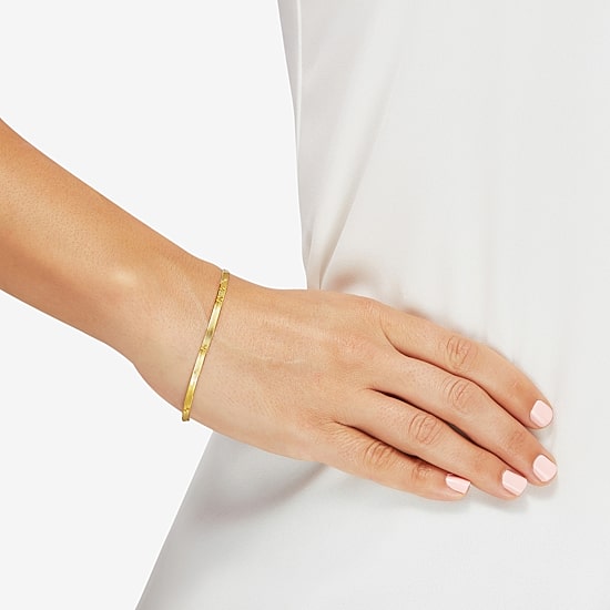 Made in Italy Womens 10K Gold 7.5 Inch Solid Herringbone Chain Bracelet