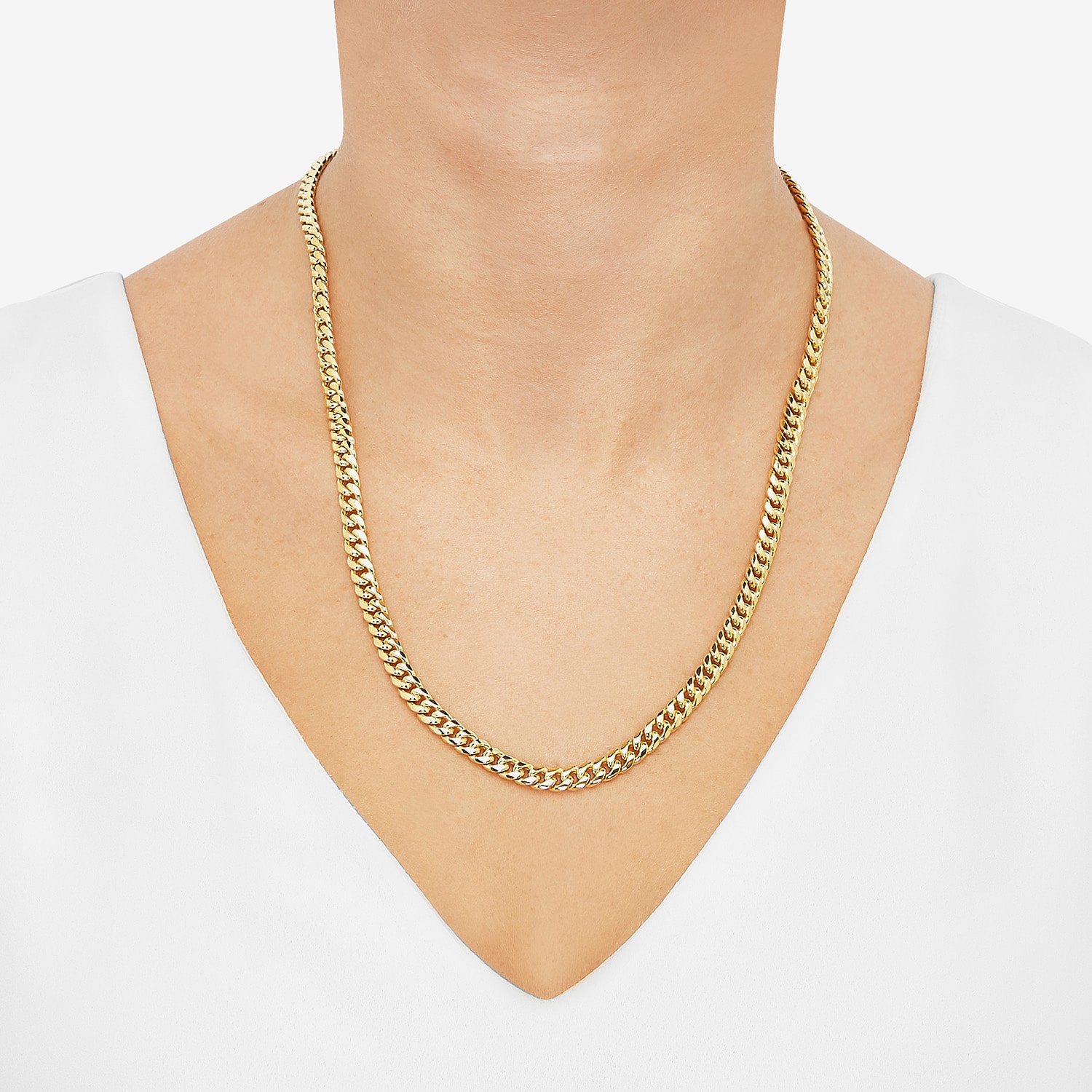 Made Italy Mens 10K White Gold 14K 22 Inch Curb Chain Necklace