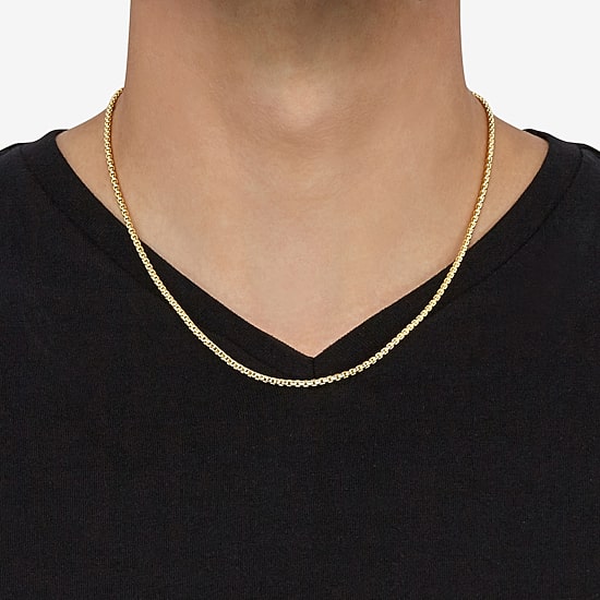 Made in Italy Mens 14K Gold 20 Inch Box Chain Necklace