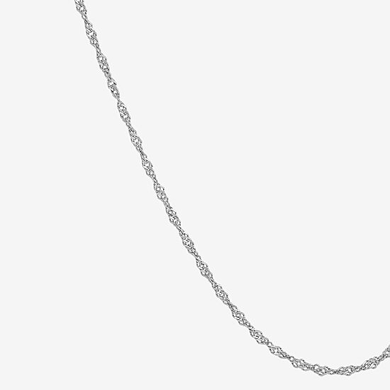 Womens 14K Gold 18 Inch Singapore Chain Necklace