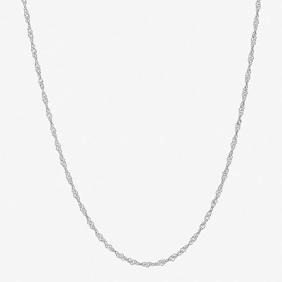 Womens 14K Gold 18 Inch Singapore Chain Necklace