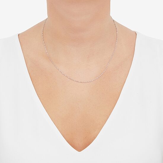 Womens 14K Gold 18 Inch Singapore Chain Necklace