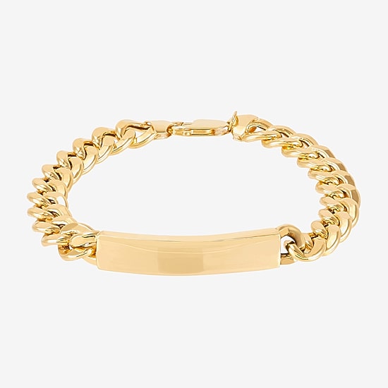 Made in Italy Mens 14K Gold 8 1/2 Inch Hollow Curb Id Bracelet