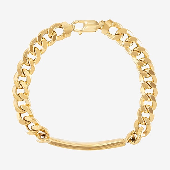 Made in Italy Mens 14K Gold 8 1/2 Inch Hollow Curb Id Bracelet