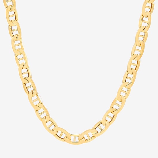 Made in Italy Mens 10K Gold 22 Inch Mariner Chain Necklace