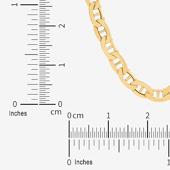 Made in Italy Mens 10K Gold 22 Inch Mariner Chain Necklace