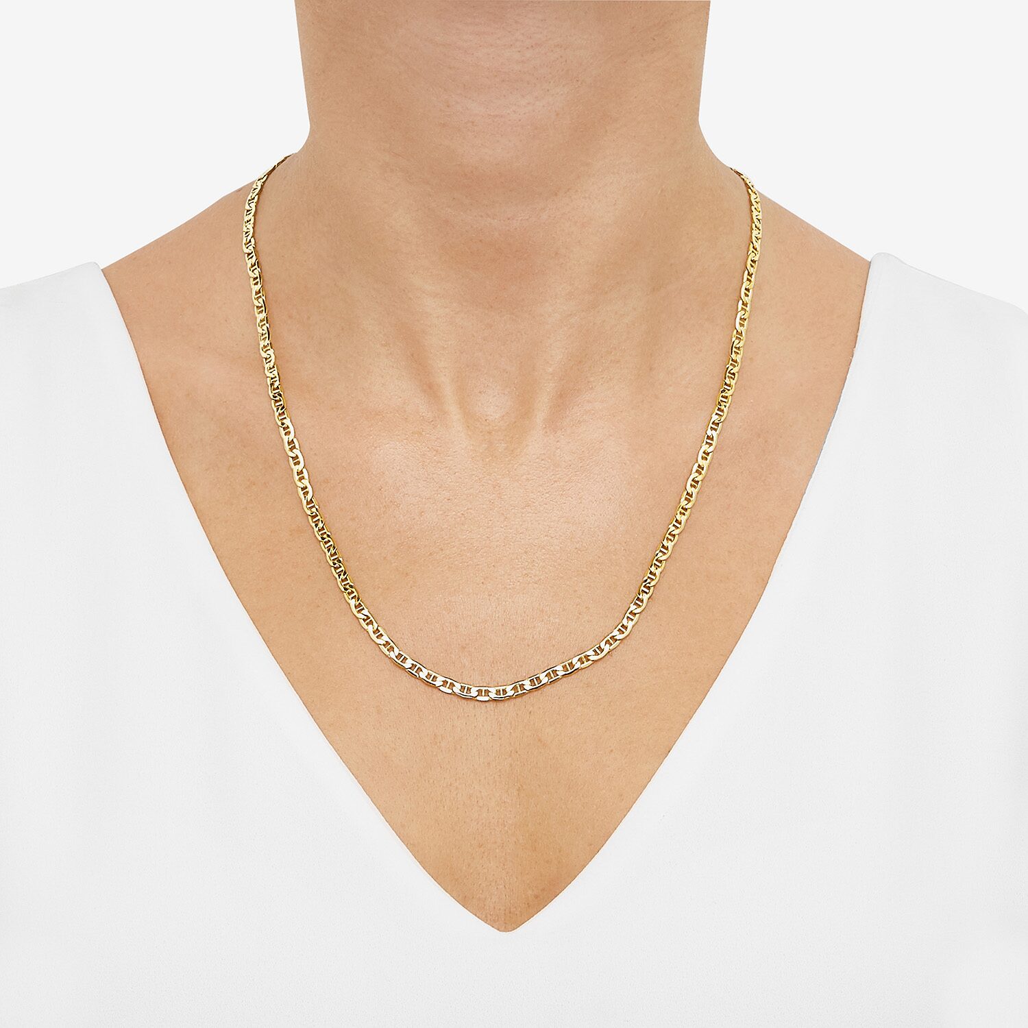 Made in Italy Mens 10K Gold 22 Inch Mariner Chain Necklace