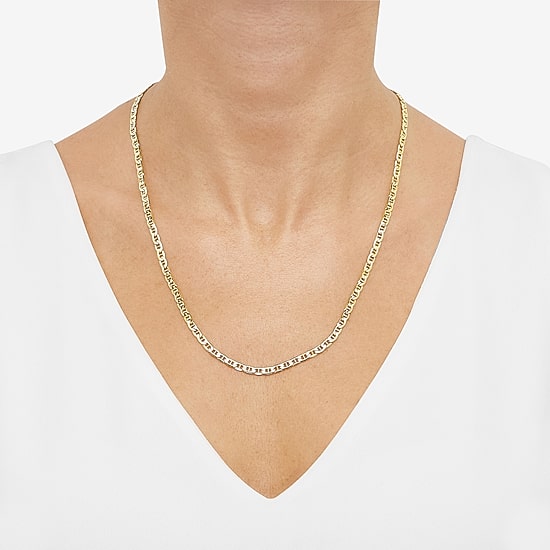 Made in Italy Mens 10K Gold 22 Inch Mariner Chain Necklace