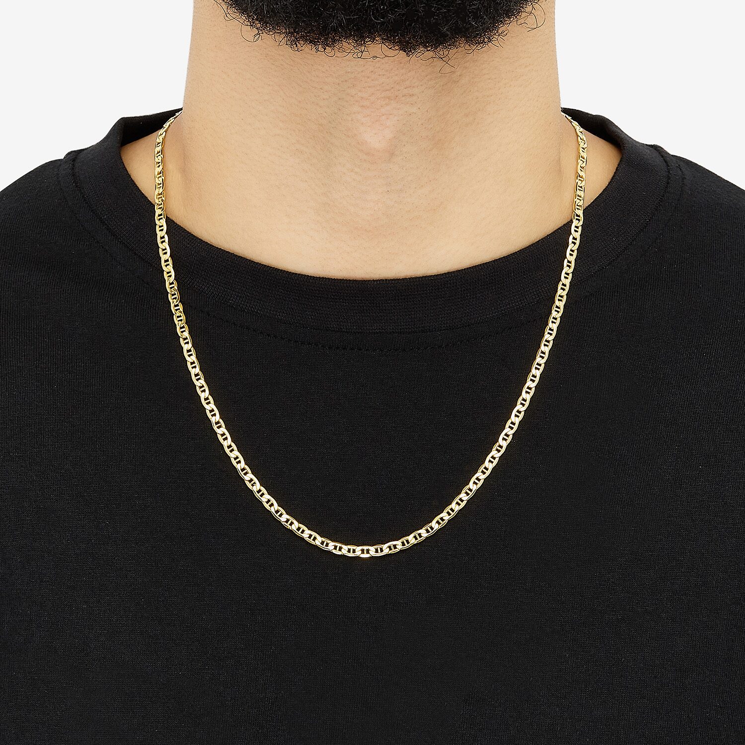 Made in Italy Mens 10K Gold 22 Inch Mariner Chain Necklace