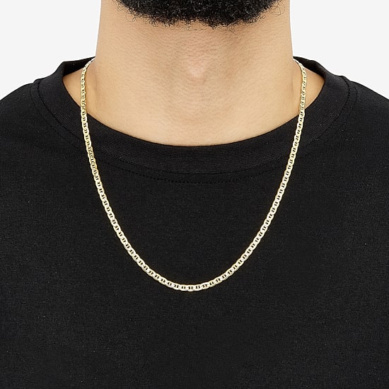 Made in Italy Mens 10K Gold 22 Inch Mariner Chain Necklace