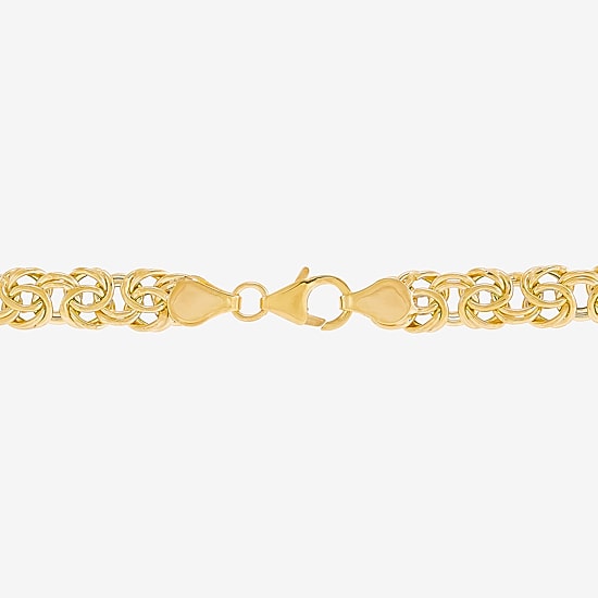 Made in Italy Womens 14K Gold 8 Inch Hollow Byzantine Chain Bracelet