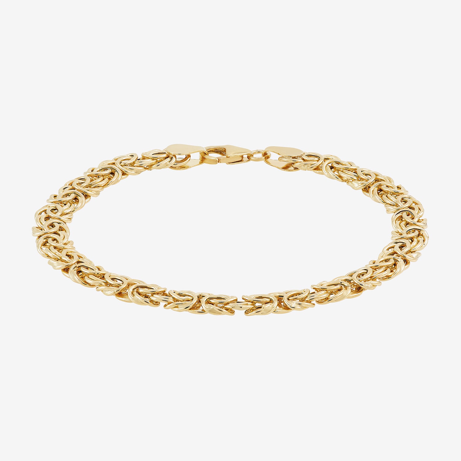 Made in Italy Womens 14K Gold 8 Inch Hollow Byzantine Chain Bracelet