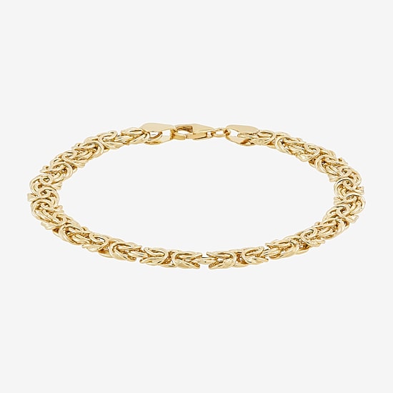Made in Italy Womens 14K Gold 8 Inch Hollow Byzantine Chain Bracelet