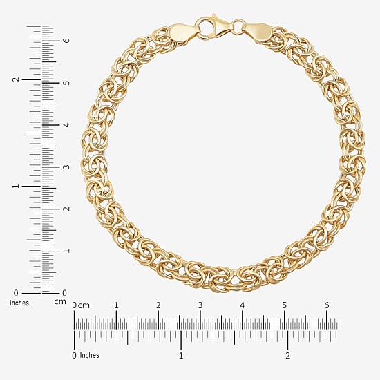 Made in Italy Womens 14K Gold 8 Inch Hollow Byzantine Chain Bracelet
