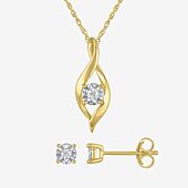 Yes, Please! Womens 1/10 CT. T.W. Lab Grown White Diamond 14K Gold Over Silver 2-pc. Jewelry Set