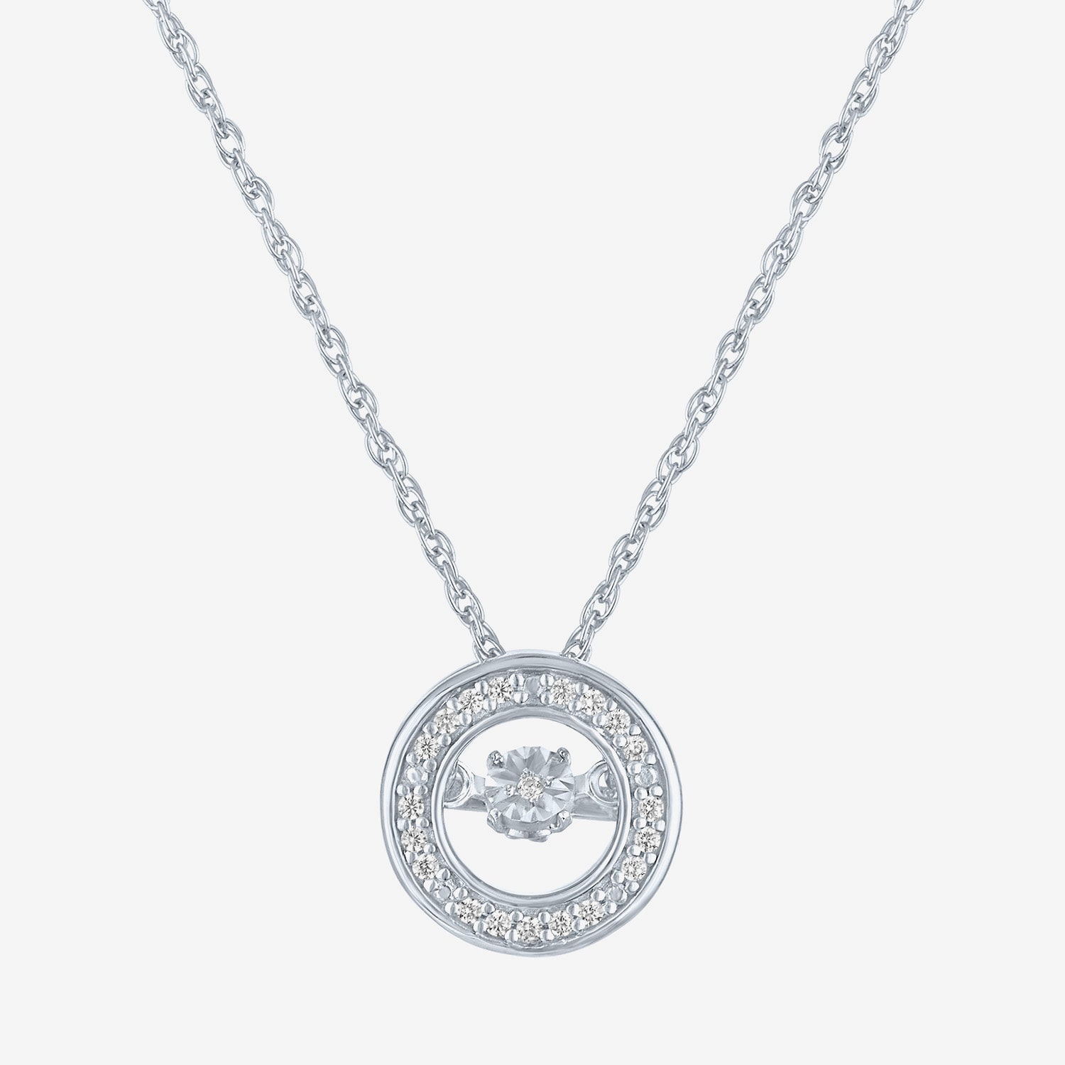 Yes, Please! (G-H, Si2-I1) Womens Diamond Accent Lab Grown White Diamond Accent Sterling Silver 18 Inch Pendant Necklace
