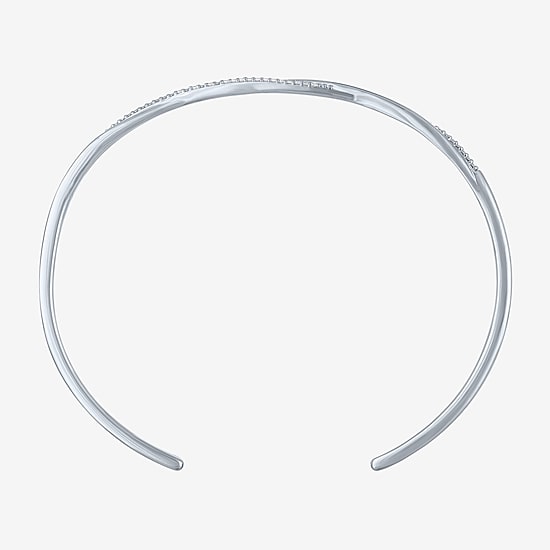 Yes, Please! Womens Diamond Accent White Diamond Accent Sterling Silver Cuff Bracelet
