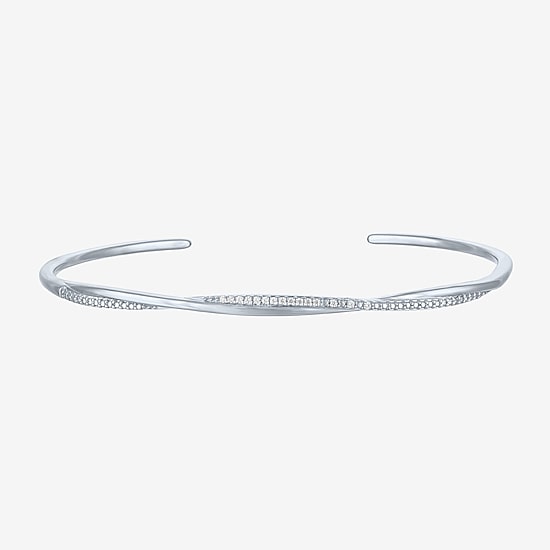Yes, Please! Womens Diamond Accent White Diamond Accent Sterling Silver Cuff Bracelet