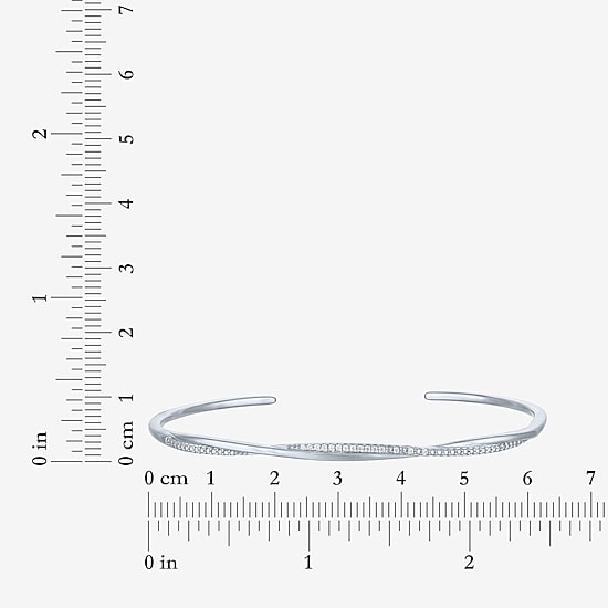 Yes, Please! Womens Diamond Accent White Diamond Accent Sterling Silver Cuff Bracelet