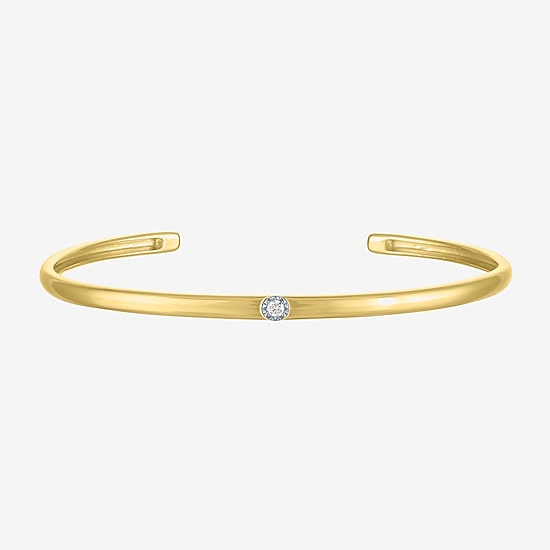 Yes, Please! Womens Diamond Accent White Diamond Accent 14K Gold Over Silver Cuff Bracelet