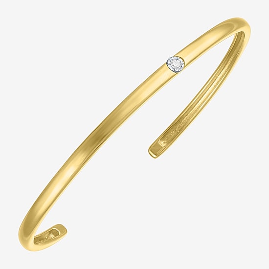 Yes, Please! Womens Diamond Accent White Diamond Accent 14K Gold Over Silver Cuff Bracelet