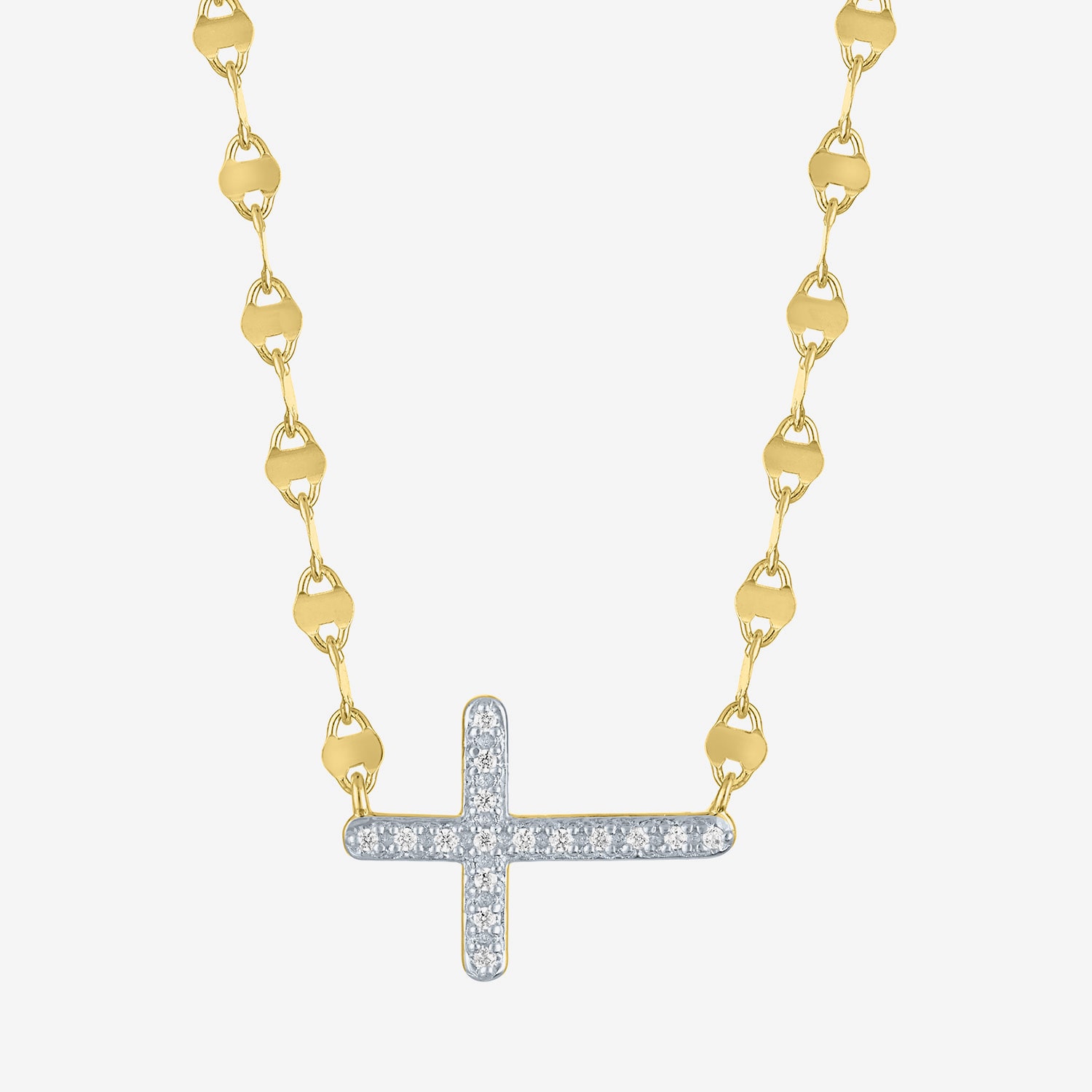 Yes, Please! (G-H, Si2-I1) Womens Lab Grown White Diamond Accent 14K Gold Over Silver Cross 18 Inch Pendant Necklace