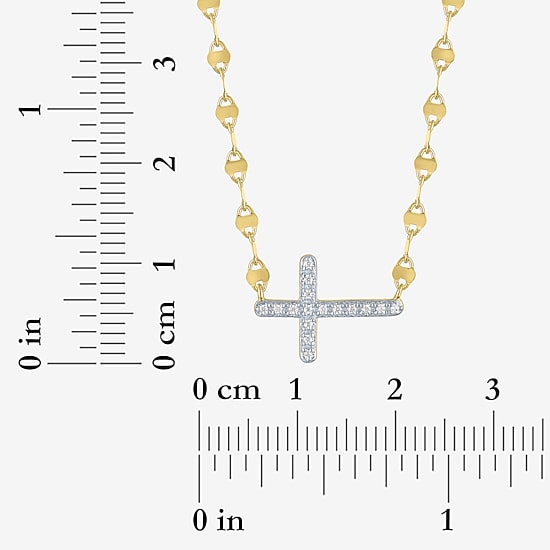 Yes, Please! (G-H, Si2-I1) Womens Lab Grown White Diamond Accent 14K Gold Over Silver Cross 18 Inch Pendant Necklace