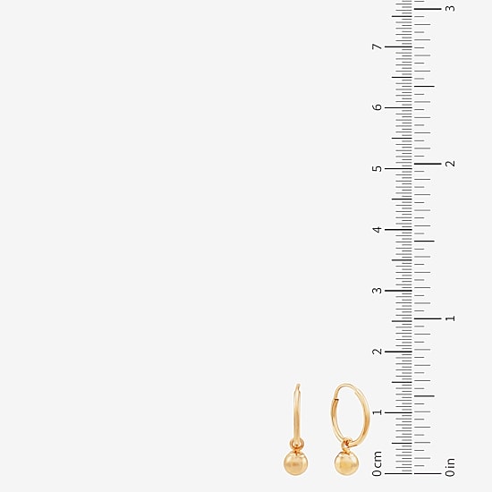 Womens 14K Gold Round Drop Earrings