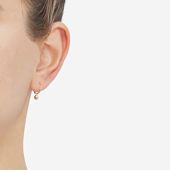 Womens 14K Gold Round Drop Earrings