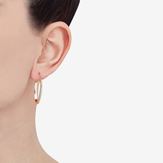 Womens 14K Gold 20mm Round Hoop Earrings