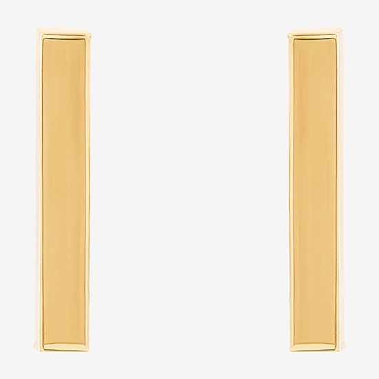 14K Gold 12.7mm Bar Stud Earrings