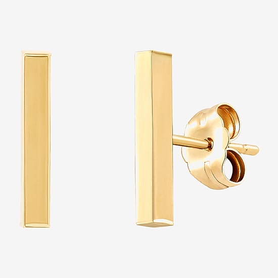 14K Gold 12.7mm Bar Stud Earrings