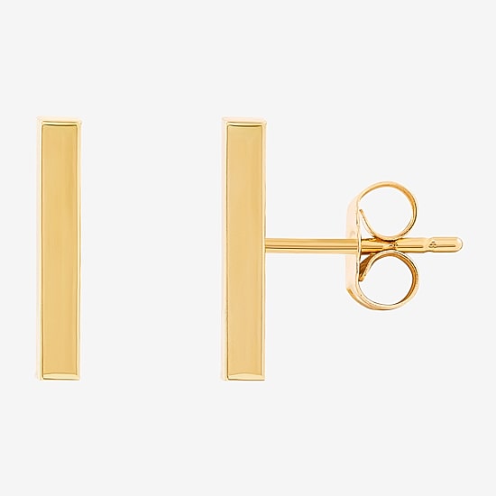 14K Gold 12.7mm Bar Stud Earrings