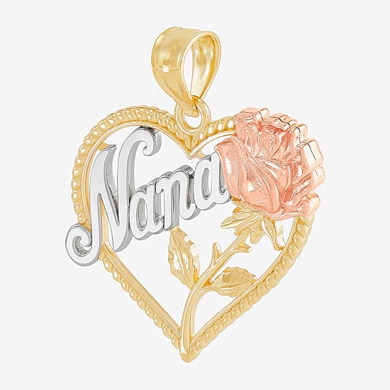 Nana Womens 14K Tri-Color Gold Heart Pendant