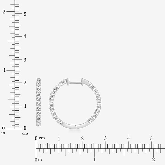 (I, Si2) Womens 1 CT. T.W. Lab Grown White Diamond Sterling Silver 22mm Round Hoop Earrings