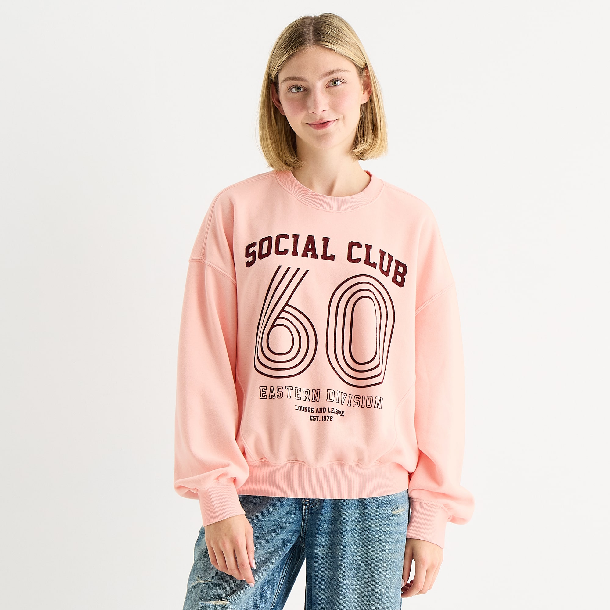 Arizona Womens Juniors Crew Neck Long Sleeve Sweatshirt