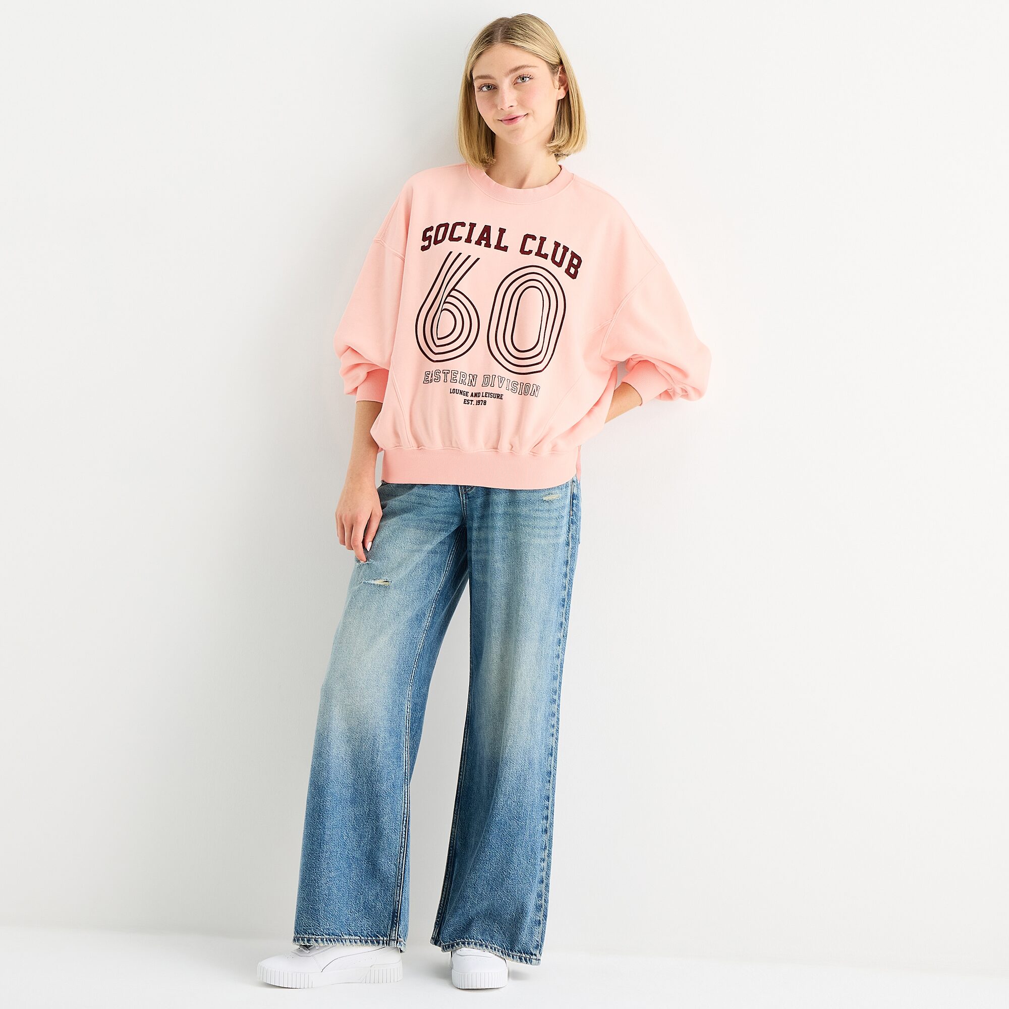 Arizona Womens Juniors Crew Neck Long Sleeve Sweatshirt